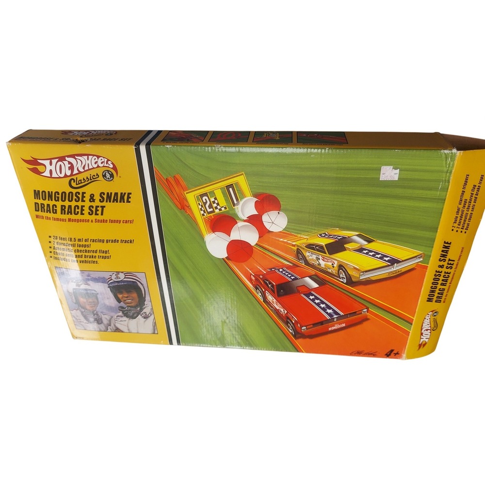 Hot Wheels Classics Mongoose & Snake Drag Race Set H9604 28ft Track 2 Loops